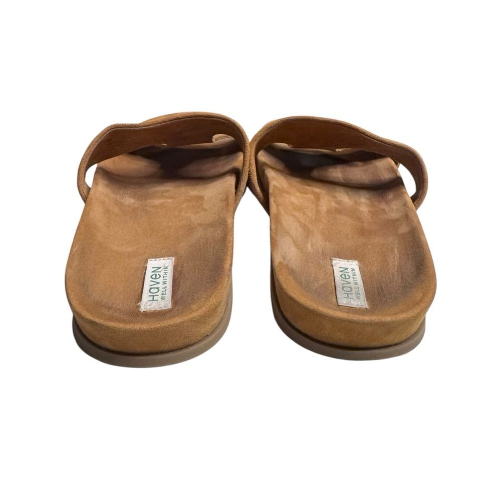 Haven Well Within Women's Suede Brown Honey Suede Cutout Slides Sandals Size 9M - Picture 7 of 9